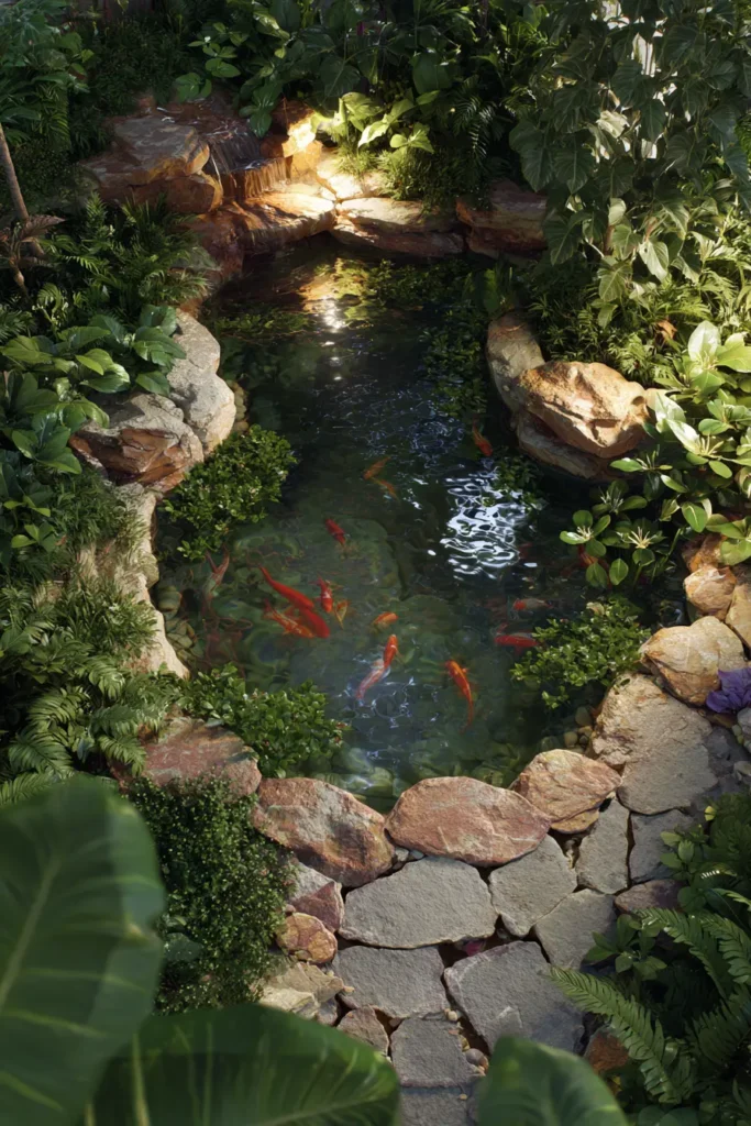 Zen Japanese Koi Pond Garden